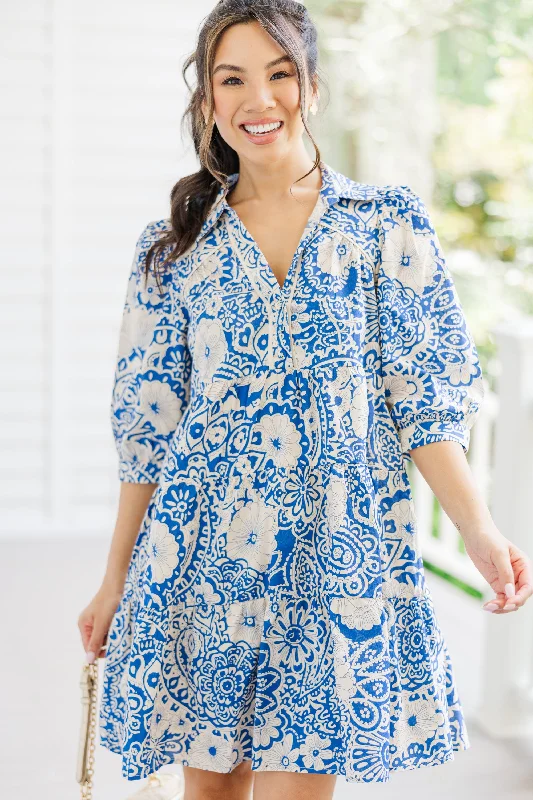Ombre - Dyed Casual Dresses for a Gradient Effect​ Just Watch Blue Floral Dress