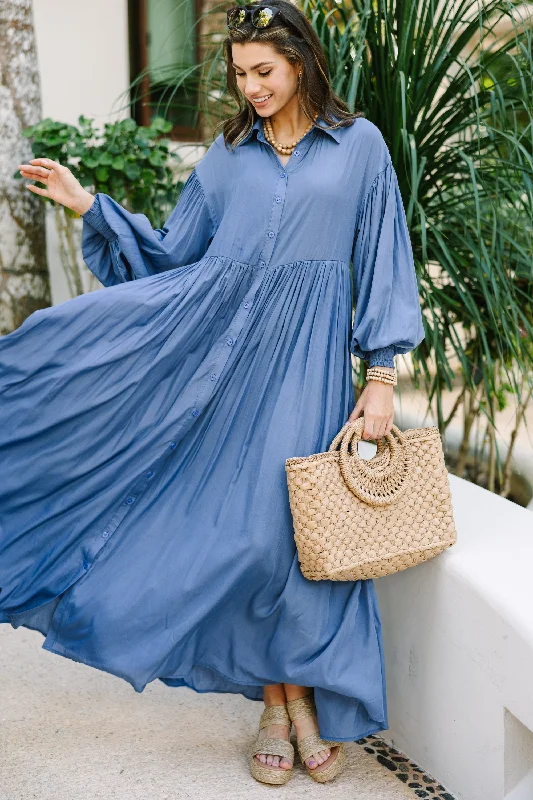 Wrap - Style Casual Dresses for Easy Wear​ Nothing But The Best Blue Maxi Dress