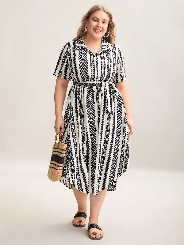 Child - Sized Casual Dresses with Cute Designs Boho Striped Stretchy Waist Shirt Dress Child - Sized Casual Dresses with Cute Designs Boho Striped Stretchy Waist Shirt Dress