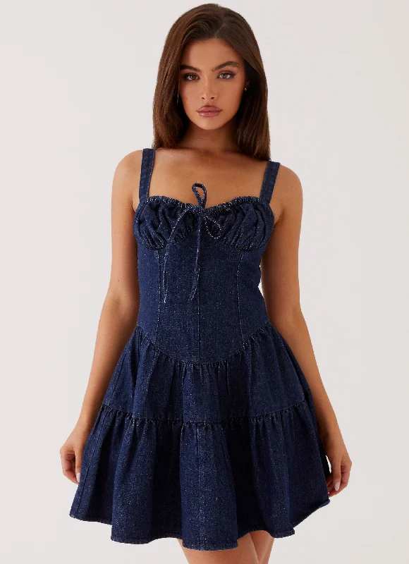 Custom - Made Casual Dresses for a Personalized Fit Lucie Denim Mini Dress - Indigo