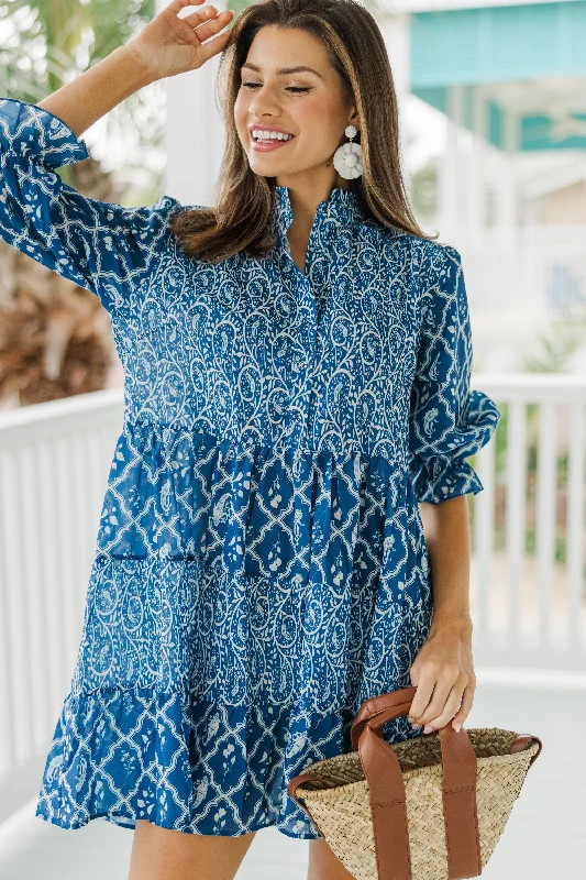 Boho Style Casual Dresses with Fringe Details Do Your Best Navy Blue Floral Babydoll Dress Boho Style Casual Dresses with Fringe Details Do Your Best Navy Blue Floral Babydoll Dress
