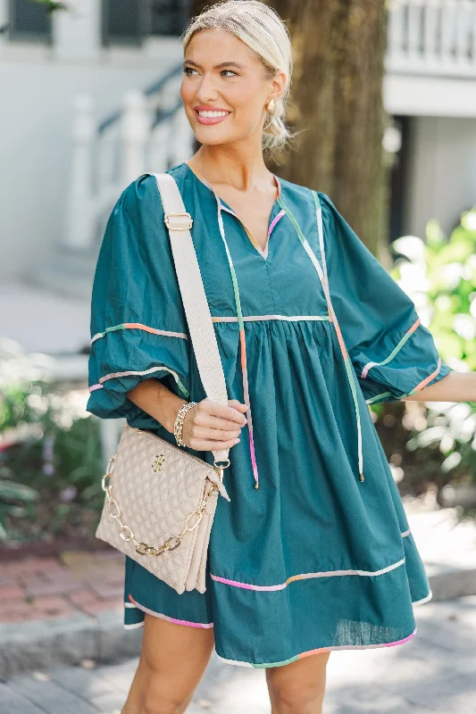 Embroidered Casual Dresses with Intricate Designs Believe In You Pine Green Babydoll Dress Embroidered Casual Dresses with Intricate Designs Believe In You Pine Green Babydoll Dress
