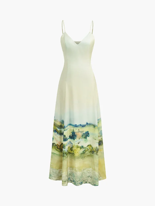 Jewelry - Complementary Casual Dresses for a Complete Look Satin Print V-Neck Cami Dress Jewelry - Complementary Casual Dresses for a Complete Look Satin Print V-Neck Cami Dress