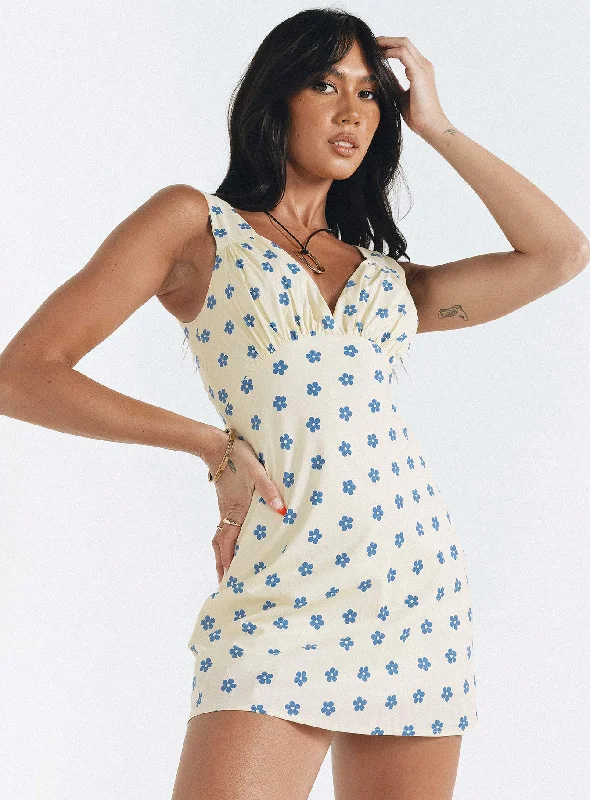Mini dresses with high - low hems for a modern twist Cordero Mini Dress Yellow Floral Mini dresses with high - low hems for a modern twist Cordero Mini Dress Yellow Floral