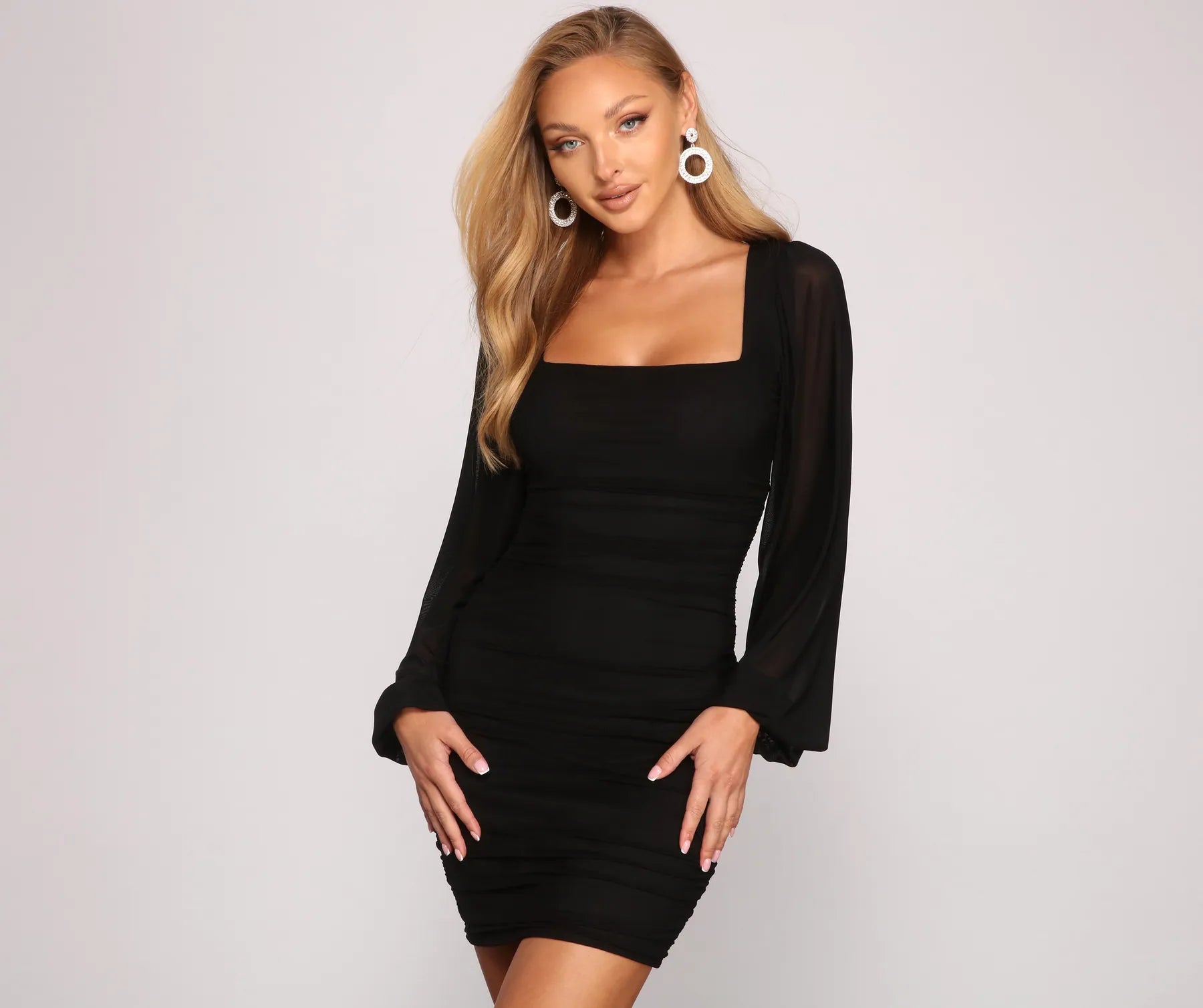 Mini dresses with ruched bodices for a feminine touch Forever Chic Mesh Bodycon Mini Dress