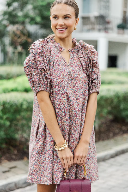Modal Casual Dresses in Smooth Textures​ Created Interest Red Ditsy Floral Dress