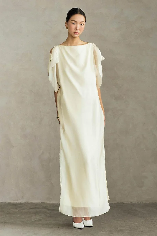 Office - Appropriate Casual Dresses with a Professional Edge Farida Straight Side Slit Silk Ankle Length Dress Office - Appropriate Casual Dresses with a Professional Edge Farida Straight Side Slit Silk Ankle Length Dress
