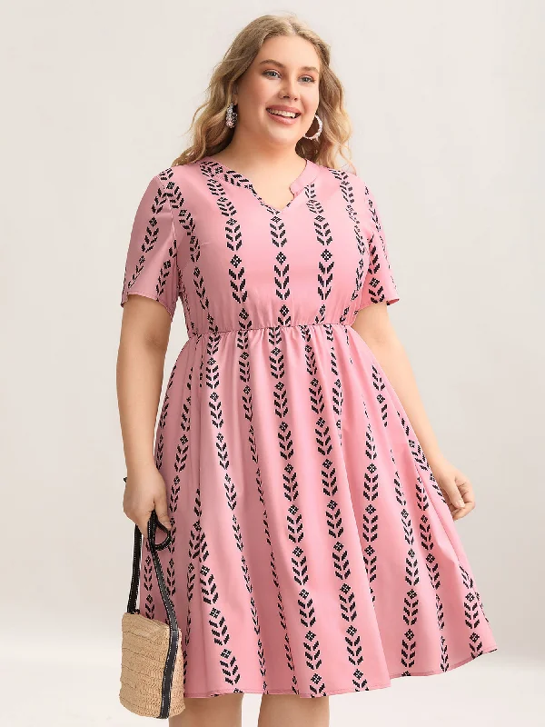 Layered Casual Dresses for a Stylish Ensemble​ Boho Striped Split Neck Midi Dress