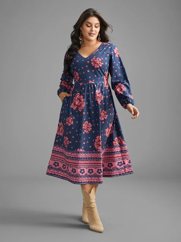 Non - Slip Casual Dresses with Adjustable Straps Boho Print V Neck Elastic Waist Dress Non - Slip Casual Dresses with Adjustable Straps Boho Print V Neck Elastic Waist Dress