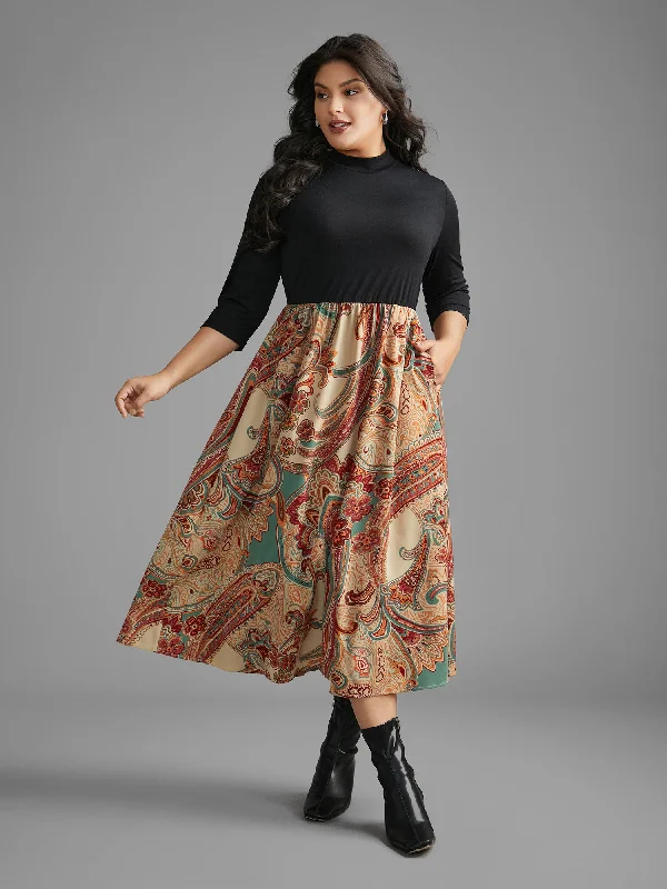 Sleeveless Casual Dresses for Warm Weather Bandana Print Patchwork Elastic Waist Dress Sleeveless Casual Dresses for Warm Weather Bandana Print Patchwork Elastic Waist Dress