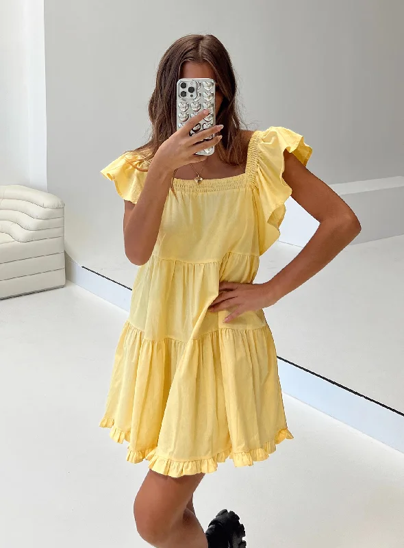 Mini dresses with patchwork designs for a unique style Jayson Mini Dress Yellow