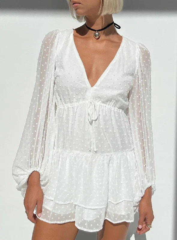 Mini dresses with criss - cross backs for a flirty look Dialla Long Sleeve Mini Dress White Mini dresses with criss - cross backs for a flirty look Dialla Long Sleeve Mini Dress White