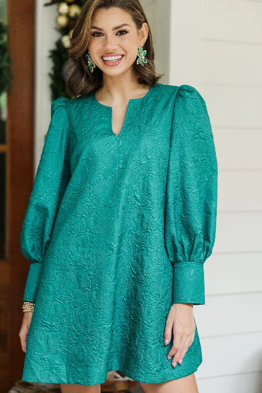 Abstract - Printed Casual Dresses for a Contemporary Vibe At A Glance Emerald Textured Dress Abstract - Printed Casual Dresses for a Contemporary Vibe At A Glance Emerald Textured Dress