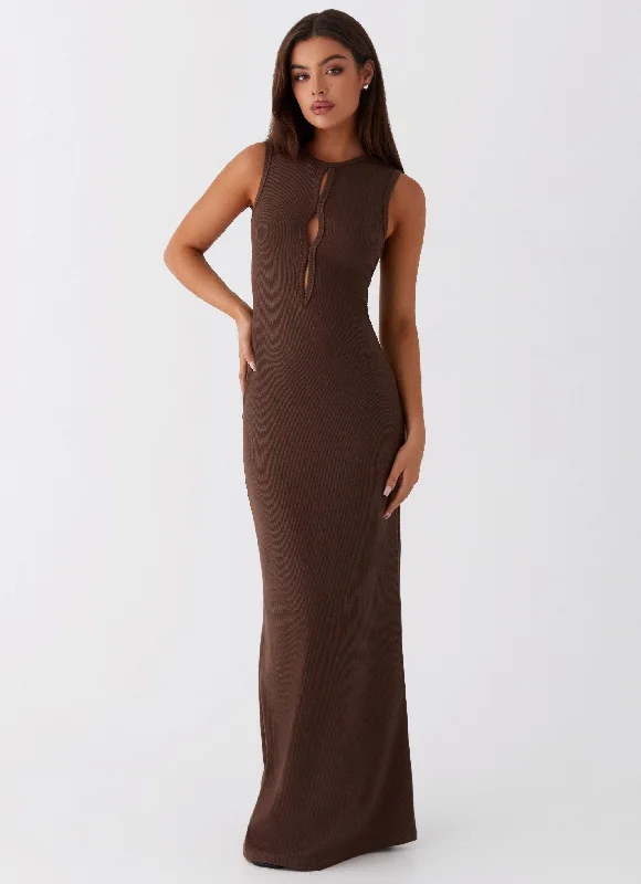 Fair Isle - Patterned Casual Dresses for a Festive Look Shay Cut Out Maxi Dress - Chocolate Fair Isle - Patterned Casual Dresses for a Festive Look Shay Cut Out Maxi Dress - Chocolate