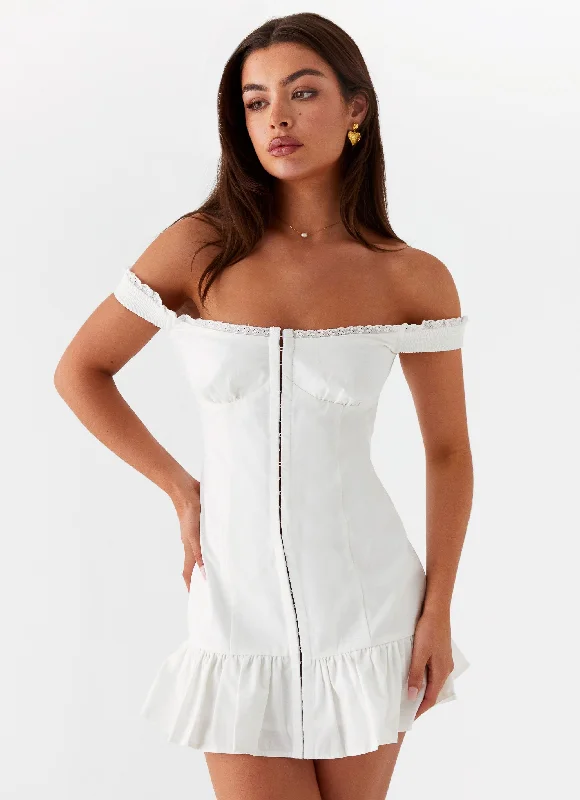 Post - Partum Casual Dresses for New Moms​ Odessa Frill Mini Dress - White