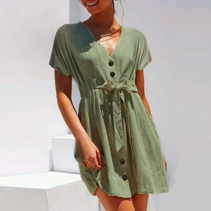 Mini dresses with polka dot patterns FashionSierra - Fashion Women Boho Cotton Linen Sundress Mini dresses with polka dot patterns FashionSierra - Fashion Women Boho Cotton Linen Sundress