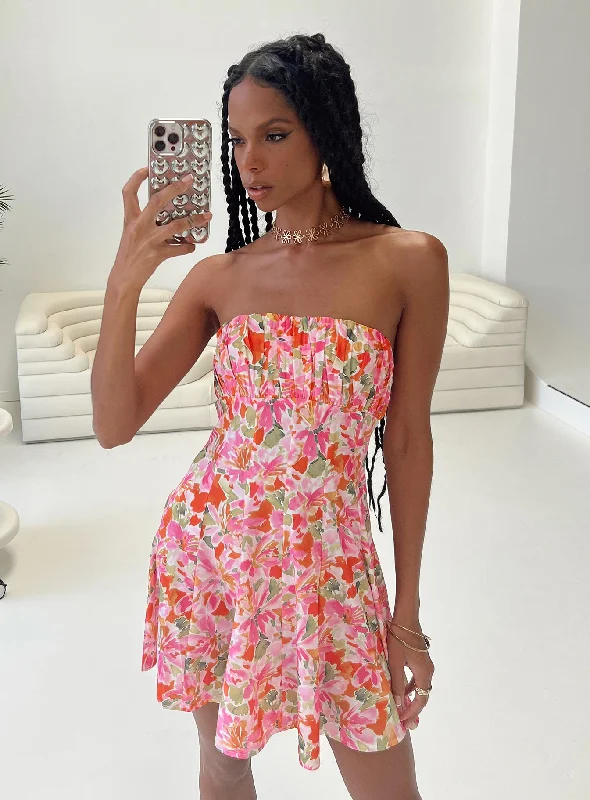 Mini dresses with puff sleeves for a vintage look Largo Strapless Mini Dress Multi