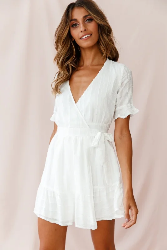 Sequined mini dresses for New Year's Eve Rubi V-Neckline Wrap Dress White