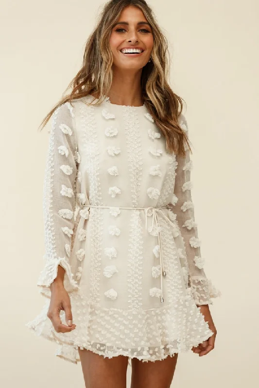 Mini dresses with puff sleeves for a vintage look Montville Long Sleeve Embellished Dress Beige Mini dresses with puff sleeves for a vintage look Montville Long Sleeve Embellished Dress Beige