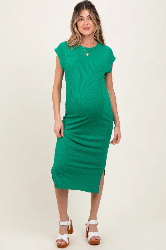 Floral Printed Casual Dresses for Summer Green Basic Dolman Sleeve Maternity Midi Dress Floral Printed Casual Dresses for Summer Green Basic Dolman Sleeve Maternity Midi Dress