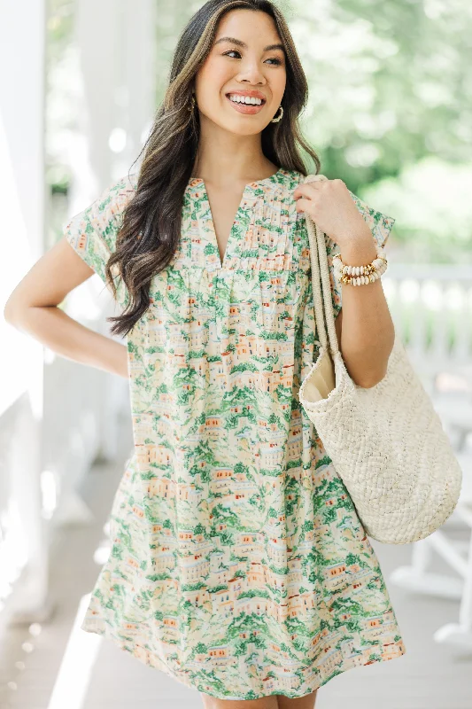 Travel - Friendly Casual Dresses for Comfort on the Go Live The Life Green Toile Dress Travel - Friendly Casual Dresses for Comfort on the Go Live The Life Green Toile Dress