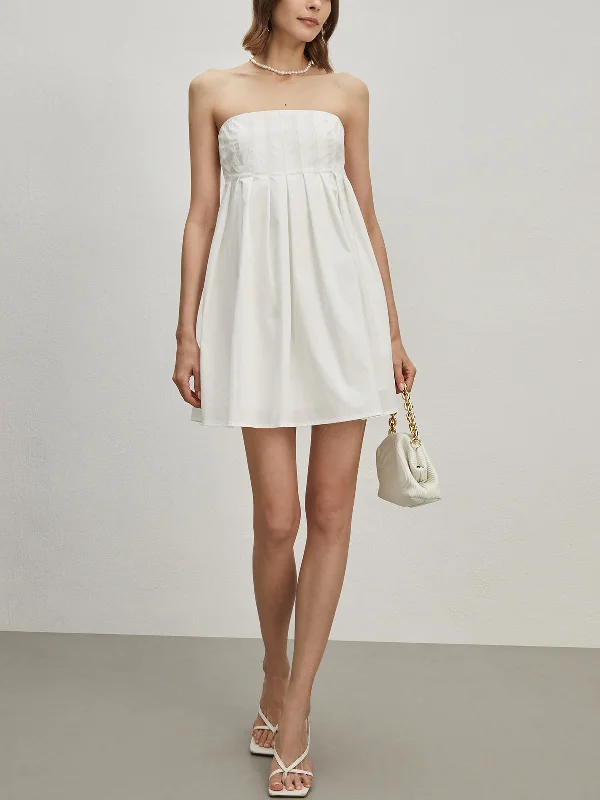 Lace - Trimmed Casual Dresses for a Delicate Touch​ Strapless Pleated Short Dress
