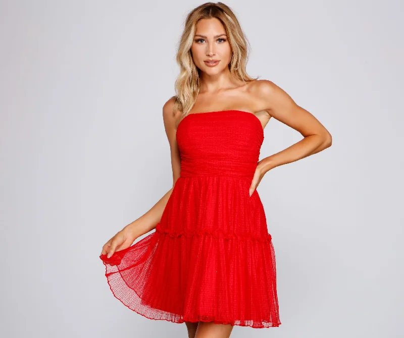 Satin mini dresses for a luxurious feel Cecilla Formal Pleated Tulle Party Dress