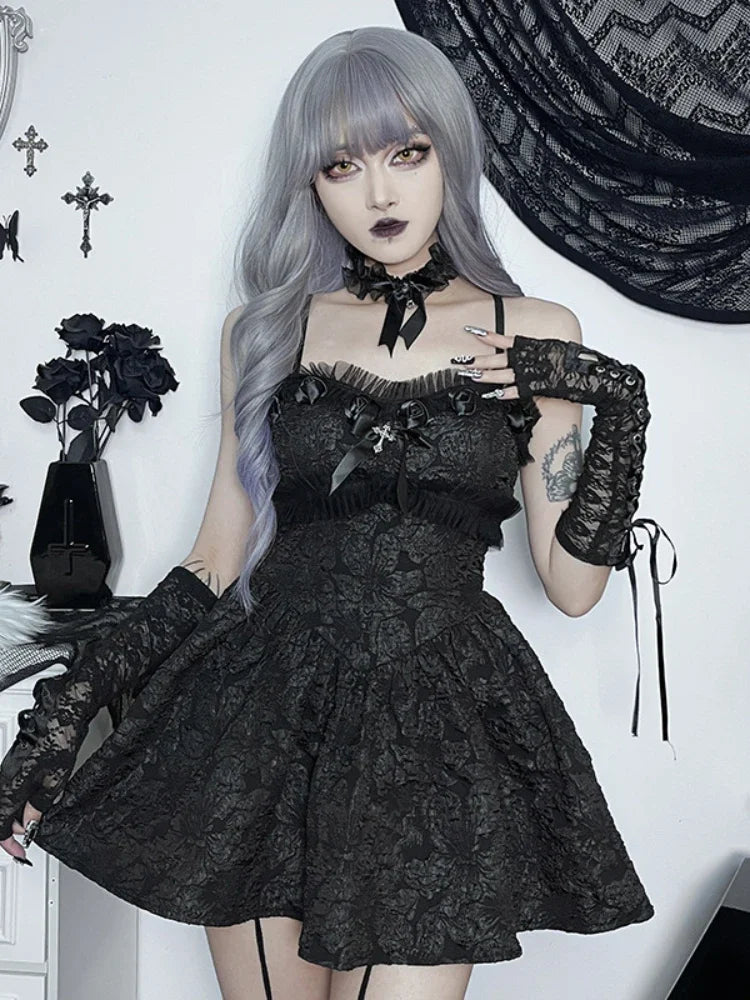 Sheer mini dresses with lace inserts Corset A-Line Mini Dress Black Rose Print Lace Patchwork Shirring Backless Slip Nightclub Party Dress Sheer mini dresses with lace inserts Corset A-Line Mini Dress Black Rose Print Lace Patchwork Shirring Backless Slip Nightclub Party Dress