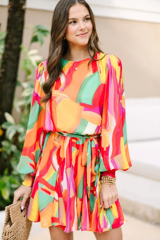 Child - Sized Casual Dresses with Cute Designs​ Best In Bold Green Abstract Dress