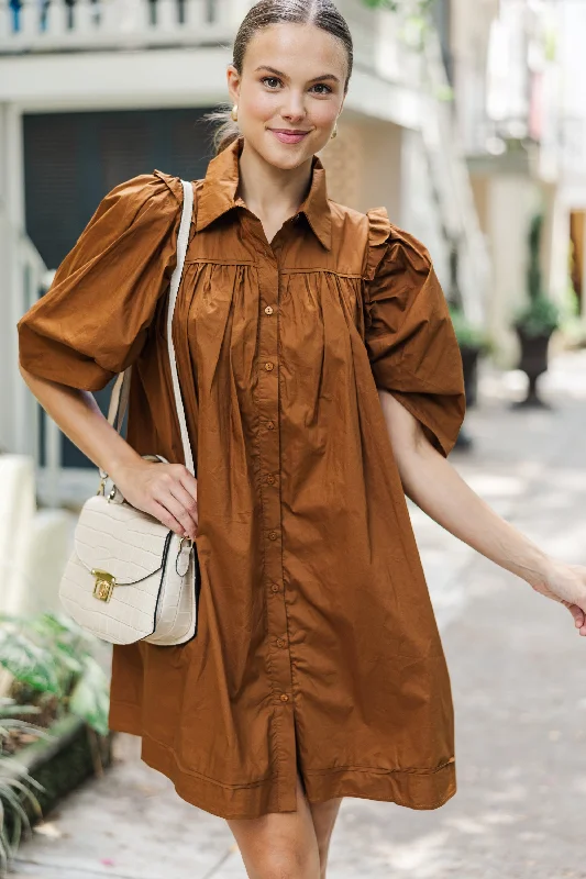 Child - Sized Casual Dresses with Cute Designs​ It's Always For You Brown Babydoll Dress