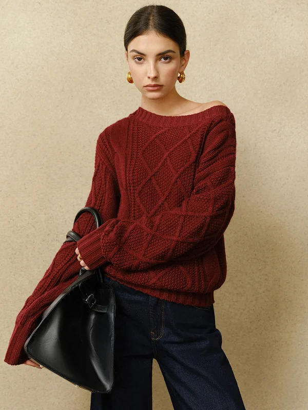 Crochet Casual Dresses for a Handmade Appeal​ Casual Crew Neck Cable-Knit Top