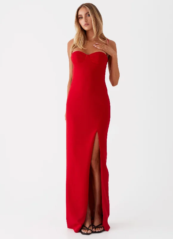 Stretchable Casual Dresses for a Flexible Fit​ Stefanie Maxi Dress - Red