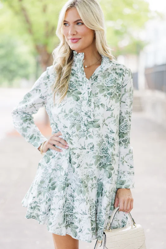 Smocked Waist Casual Dresses for Comfort Looking For You Olive Green Toile Babydoll Dress Smocked Waist Casual Dresses for Comfort Looking For You Olive Green Toile Babydoll Dress