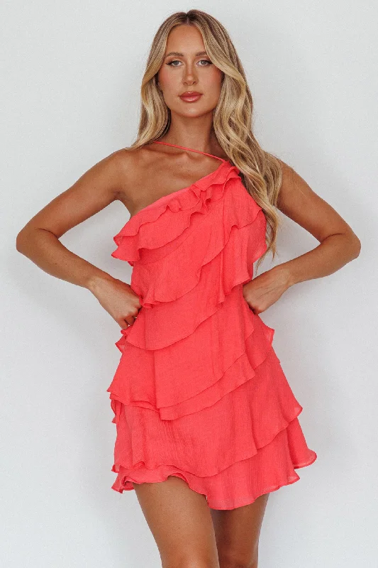 Machine - Washable Casual Dresses for Hassle - Free Care Arrabel Tiered Ruffle Mini Dress Watermelon Machine - Washable Casual Dresses for Hassle - Free Care Arrabel Tiered Ruffle Mini Dress Watermelon