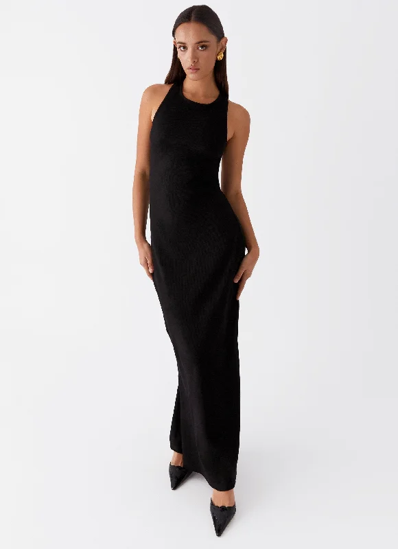Satin Casual Dresses with a Shiny Finish​ Alice Cut Out Maxi Dress - Black