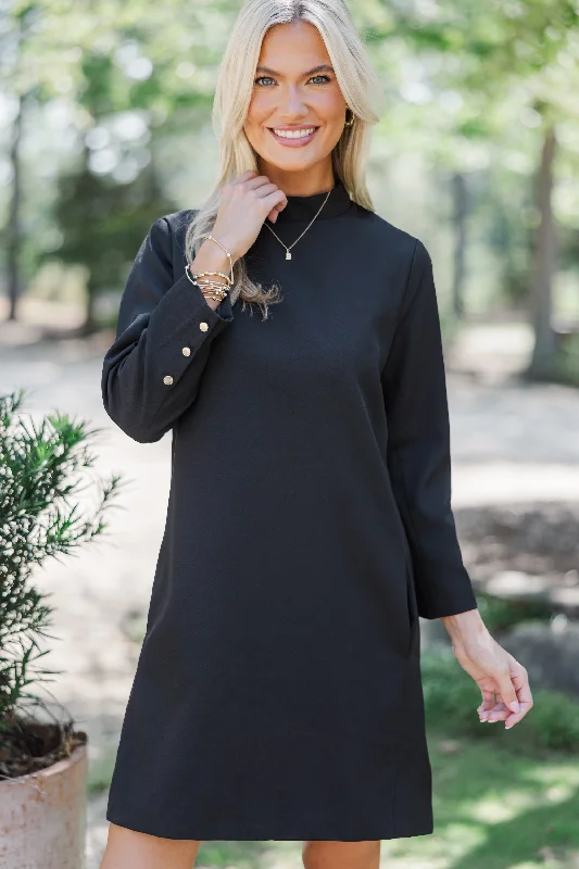 Wrap - Style Casual Dresses for Easy Wear​ It Goes On Black Shift Dress