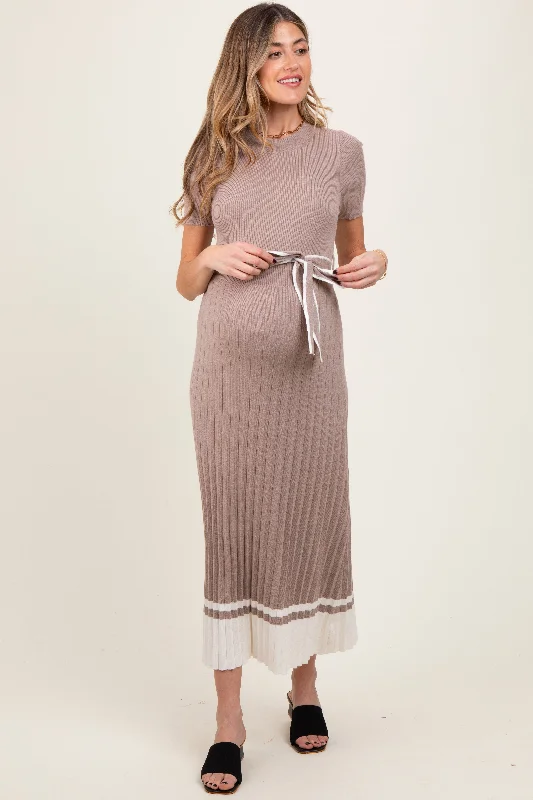 Velvet Casual Dresses for a Luxurious Look Mocha Ribbed Knit Pleated Maternity Midi Dress Velvet Casual Dresses for a Luxurious Look Mocha Ribbed Knit Pleated Maternity Midi Dress