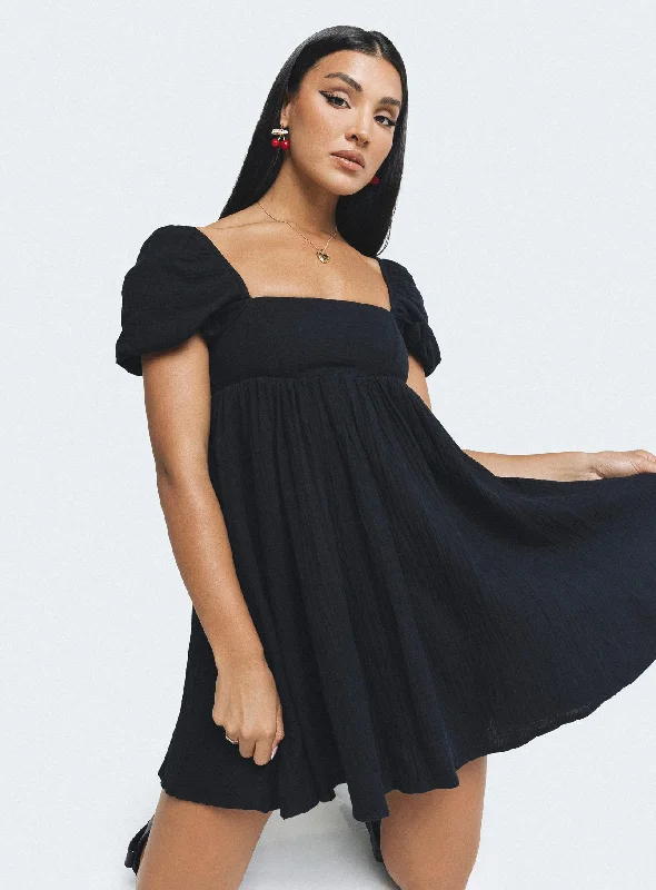 Floral print mini dresses for summer parties Lorna Short Sleeve Mini Dress Black