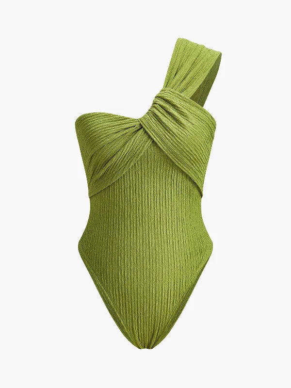 Work - from - Home Casual Dresses for Comfort and Style​ Twist Front One-Shoulder Bodysuit
