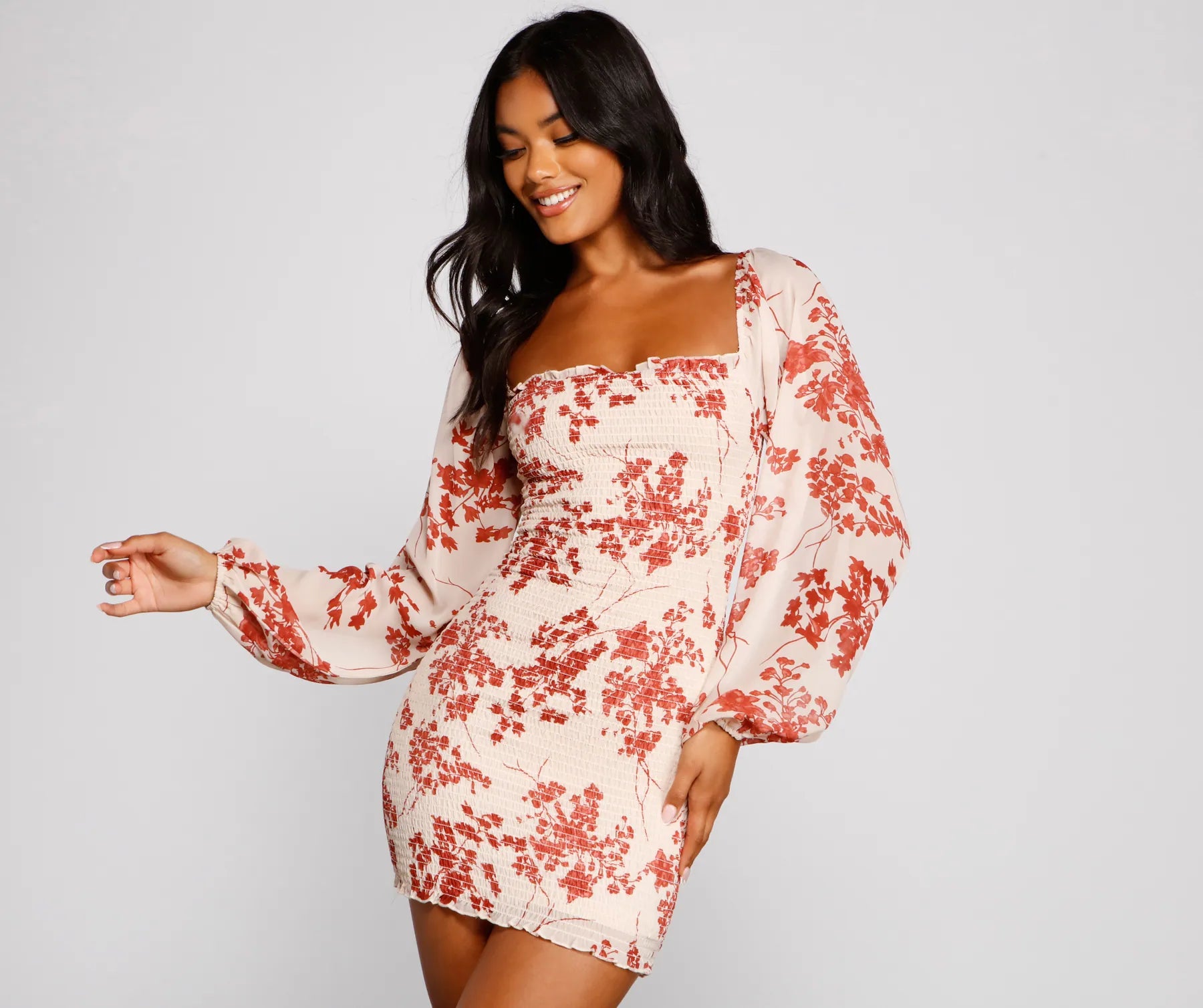 Satin mini dresses for a luxurious feel Total Sweetheart Smocked Floral Dress