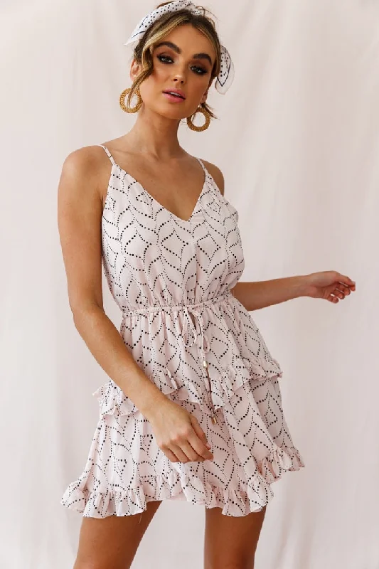 Velvet mini dresses for autumn weddings Provence Frill Trim Drawstring Waist Dress Polka Dot Print Blush Velvet mini dresses for autumn weddings Provence Frill Trim Drawstring Waist Dress Polka Dot Print Blush