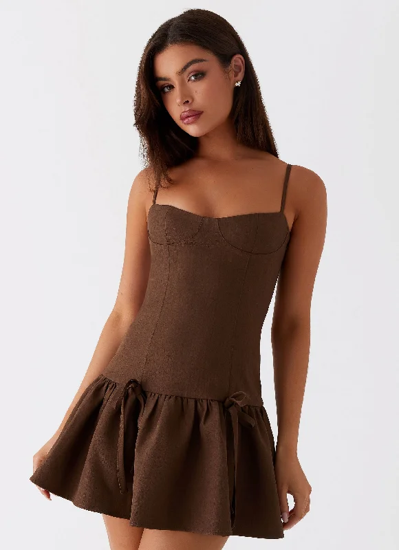 Plus - Size Casual Dresses for a Comfortable Fit Running Late Mini Dress - Chocolate Plus - Size Casual Dresses for a Comfortable Fit Running Late Mini Dress - Chocolate