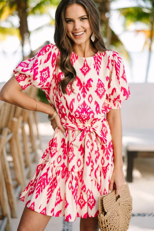 Two - Piece Casual Dresses for a Modular Look Just Dreaming Fuchsia Pink Abstract Dress Two - Piece Casual Dresses for a Modular Look Just Dreaming Fuchsia Pink Abstract Dress