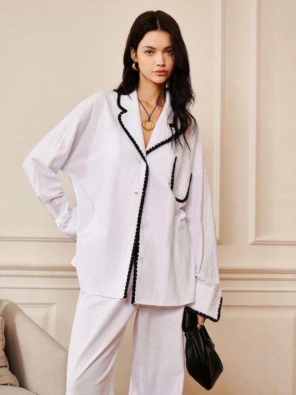 Outdoor Event Casual Dresses in Durable Fabrics Pure Cotton Contrast Trim Lapel Shirt Outdoor Event Casual Dresses in Durable Fabrics Pure Cotton Contrast Trim Lapel Shirt