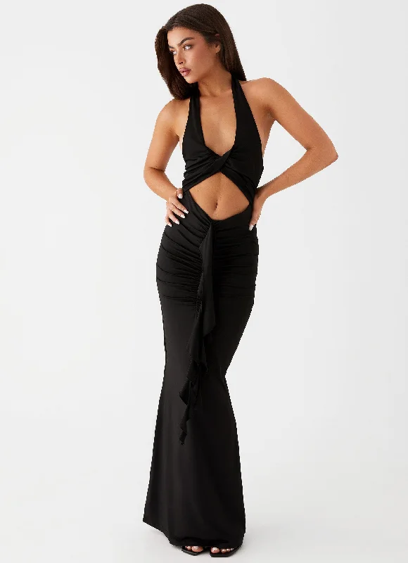 Concert - Wear Casual Dresses with a Fun Style​ Allanna Frill Maxi Dress - Black