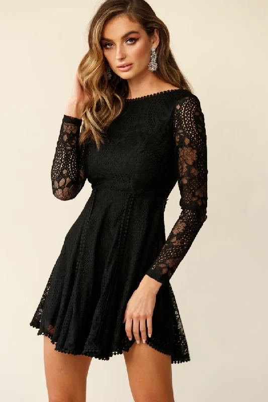Mini dresses with side slits for a sexy appeal Palm Springs Lace Overlay Low Back Dress Black Mini dresses with side slits for a sexy appeal Palm Springs Lace Overlay Low Back Dress Black