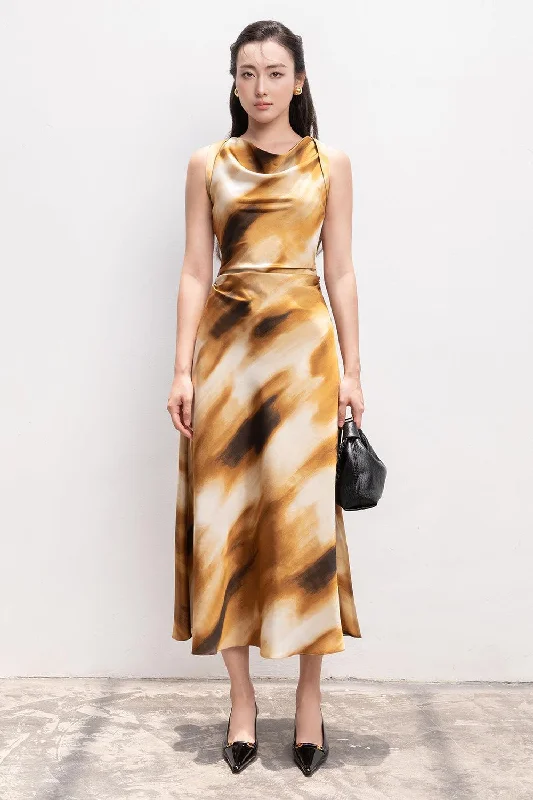 Custom - Made Casual Dresses for a Personalized Fit Ailsa A-line Cowl Neck Silk Midi Dress Custom - Made Casual Dresses for a Personalized Fit Ailsa A-line Cowl Neck Silk Midi Dress