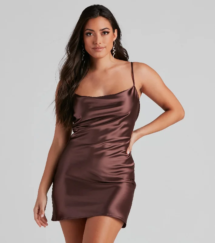 Mini dresses with wrap - around styles Keep It Sleek Satin Mini Dress