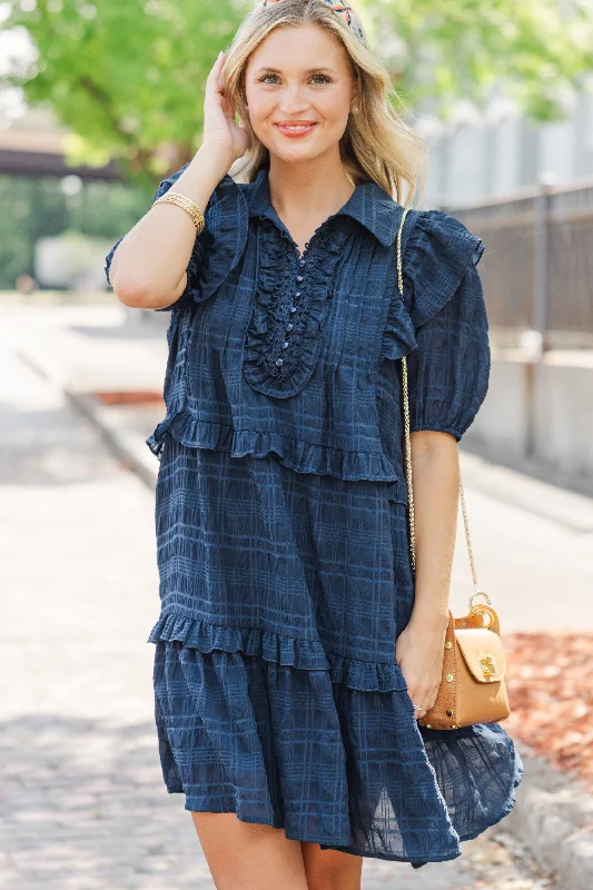 Beach Casual Dresses with a Breezy Design All The Very Best Navy Blue Ruffled Dress Beach Casual Dresses with a Breezy Design All The Very Best Navy Blue Ruffled Dress