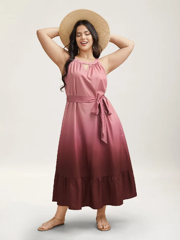 Sequined Casual Dresses for Special Occasions Ombre Gradient Waist-Tie Pockets Midi Dress Sequined Casual Dresses for Special Occasions Ombre Gradient Waist-Tie Pockets Midi Dress